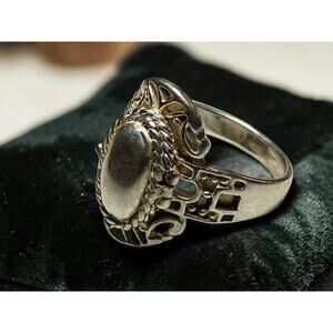 Victorian Scroll 925 Sterling Silver Poison Pill Box Ring Size 9